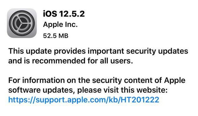 周口苹果手机维修分享iOS12.5.2发布，建议所有老苹果用户安装 
